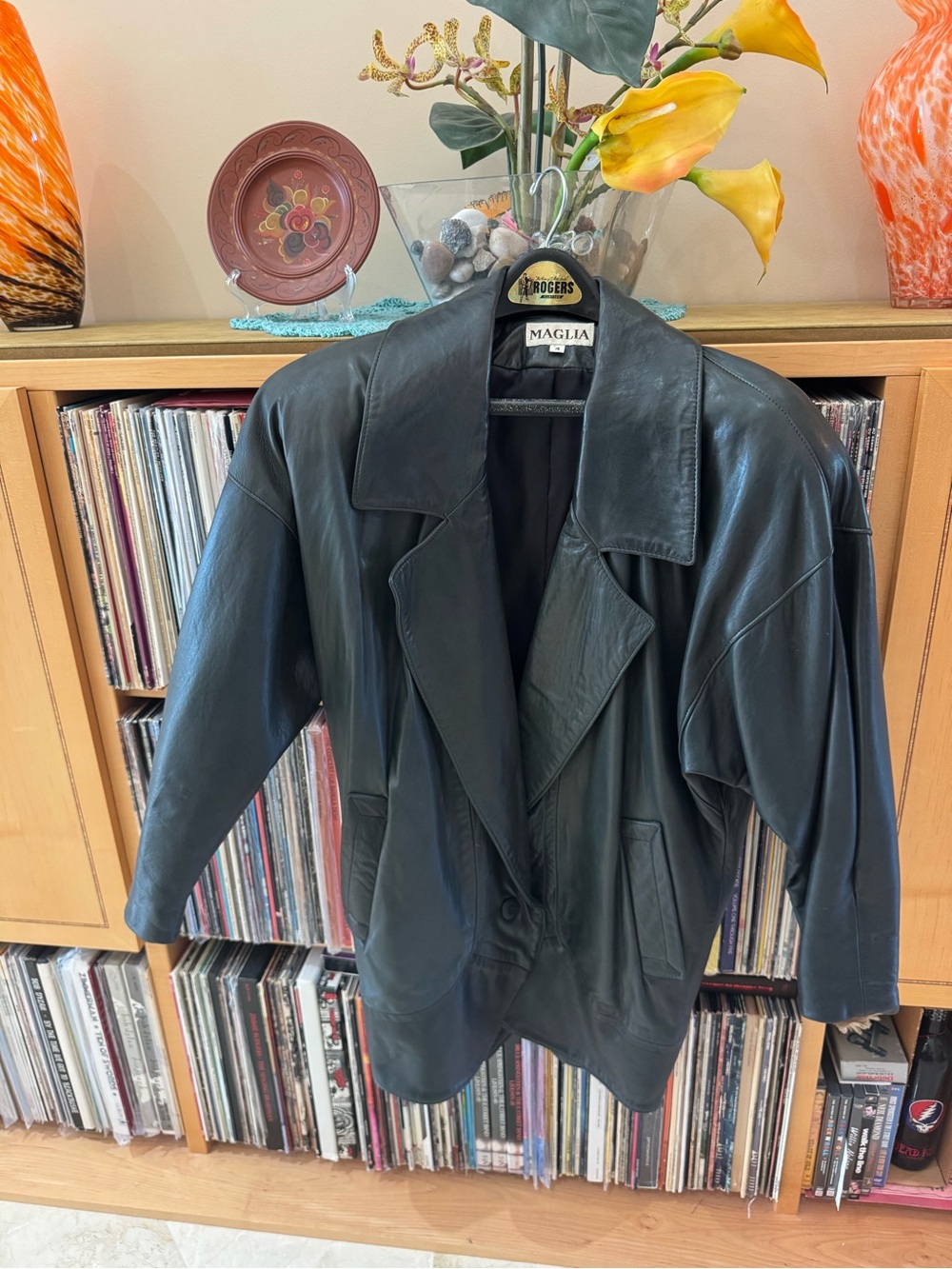 PRICE DROP: VTG. 80s/90s, MAGLIA, 4, lined, FOREST GREEN LAMBSKIN LEATHER JKT